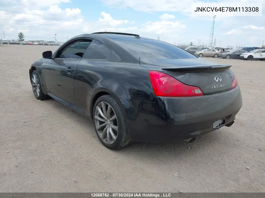 2008 Infiniti G37 Journey/Sport VIN: JNKCV64E78M113308 Lot: 12058752