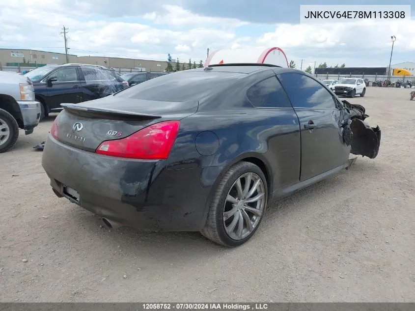 2008 Infiniti G37 Journey/Sport VIN: JNKCV64E78M113308 Lot: 12058752