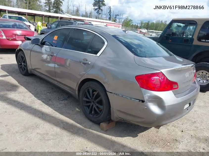 2008 Infiniti G35X VIN: JNKBV61F98M278866 Lot: 39341222