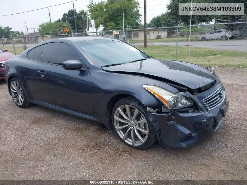 2008 Infiniti G37 Journey VIN: JNKCV64E38M103309 Lot: 39392918