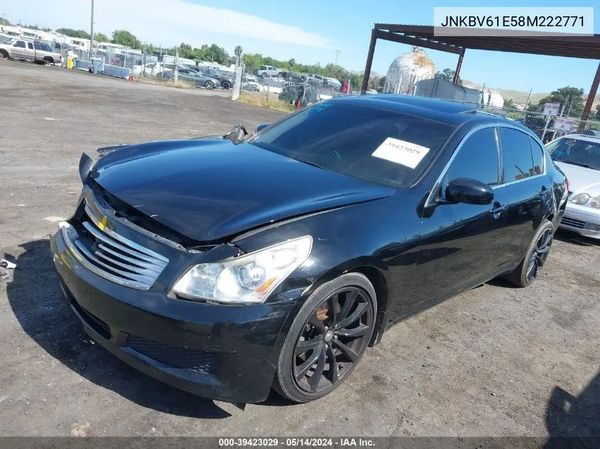 2008 Infiniti G35 Journey VIN: JNKBV61E58M222771 Lot: 39423029