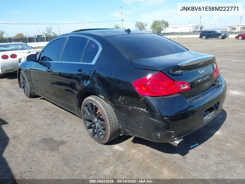 2008 Infiniti G35 Journey VIN: JNKBV61E58M222771 Lot: 39423029