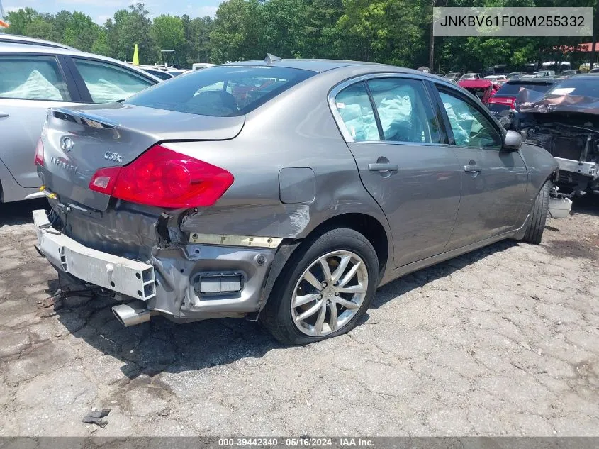 2008 Infiniti G35X VIN: JNKBV61F08M255332 Lot: 39442340