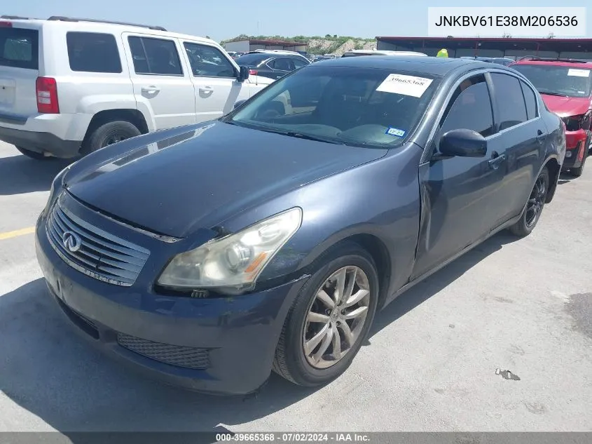 2008 Infiniti G35 Journey VIN: JNKBV61E38M206536 Lot: 39665368