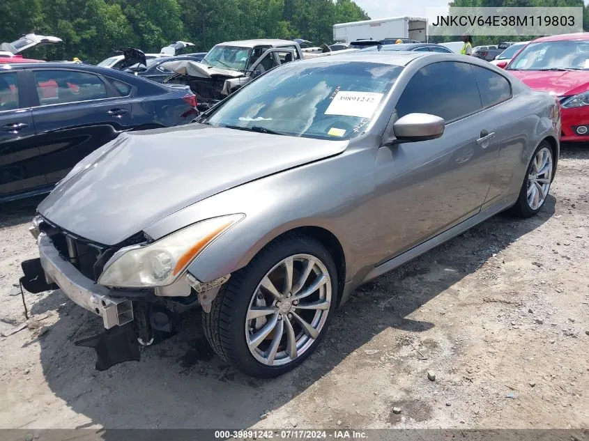 2008 Infiniti G37 Journey VIN: JNKCV64E38M119803 Lot: 39891242