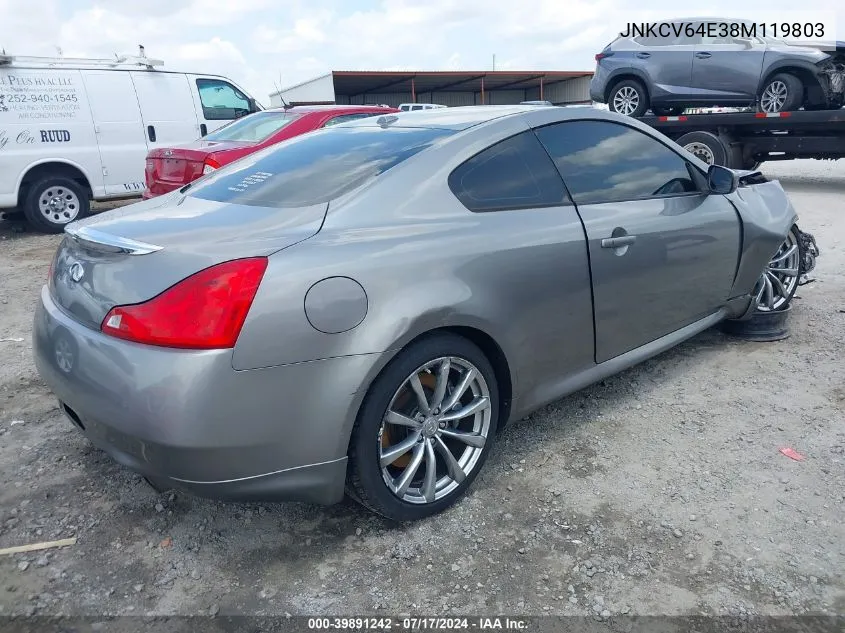 2008 Infiniti G37 Journey VIN: JNKCV64E38M119803 Lot: 39891242