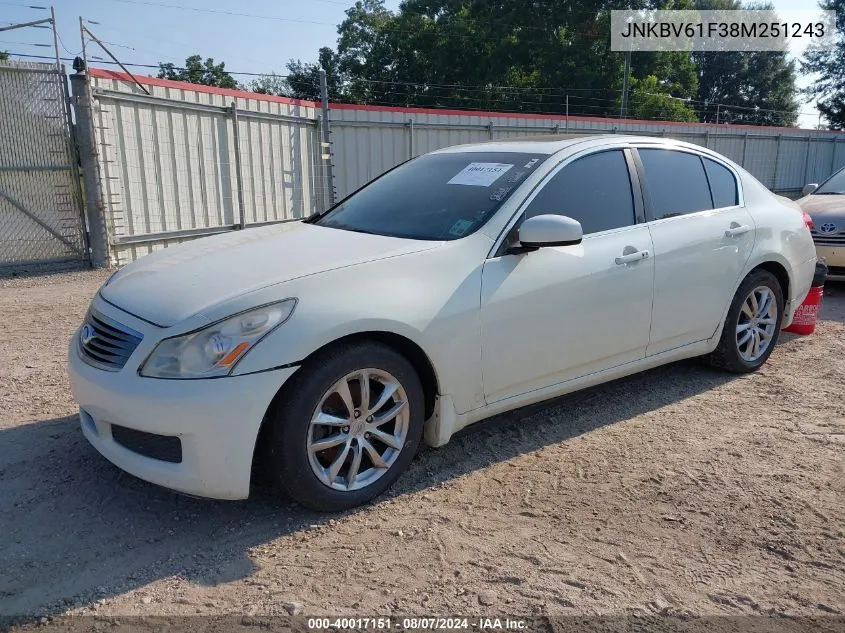 JNKBV61F38M251243 2008 Infiniti G35X