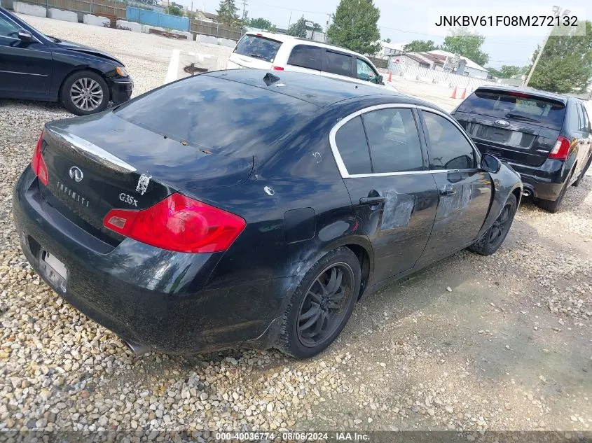 2008 Infiniti G35X VIN: JNKBV61F08M272132 Lot: 40036774