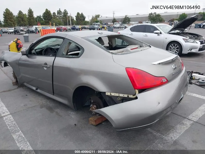 2008 Infiniti G37 Sport VIN: JNKCV64E98M106490 Lot: 40064211