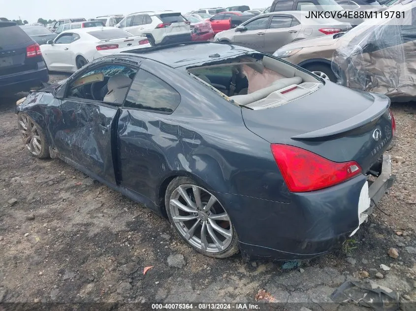 2008 Infiniti G37 Sport VIN: JNKCV64E88M119781 Lot: 40075364