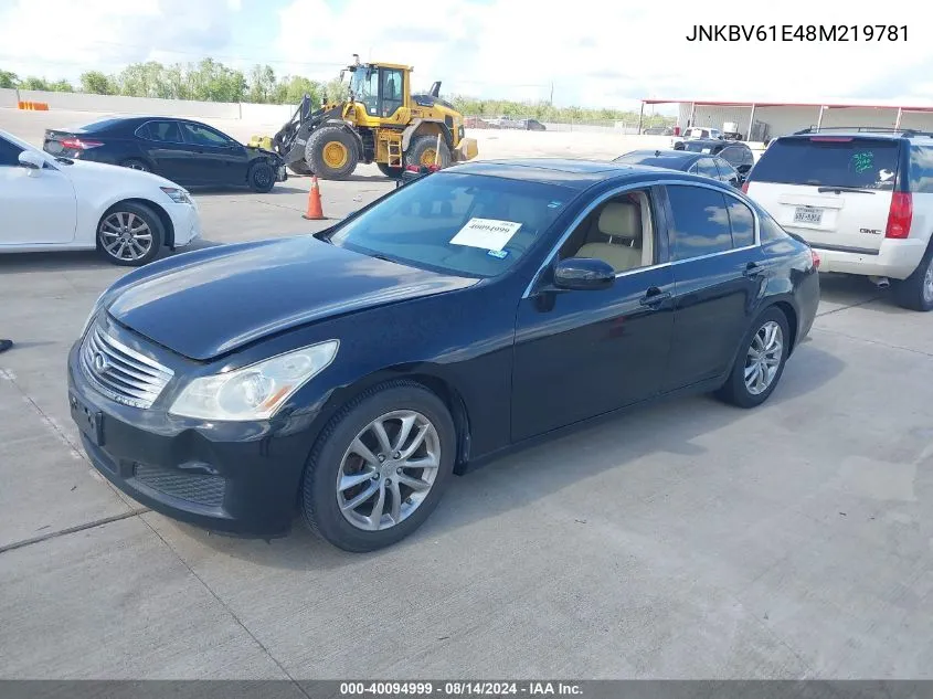 2008 Infiniti G35 Journey VIN: JNKBV61E48M219781 Lot: 40094999