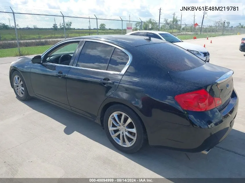 2008 Infiniti G35 Journey VIN: JNKBV61E48M219781 Lot: 40094999