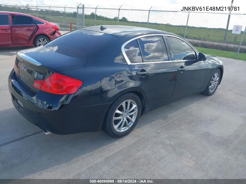 2008 Infiniti G35 Journey VIN: JNKBV61E48M219781 Lot: 40094999