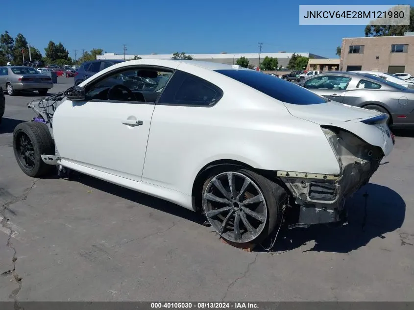 2008 Infiniti G37 Sport VIN: JNKCV64E28M121980 Lot: 40105030