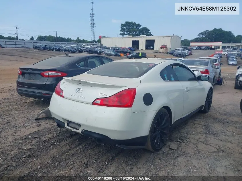 2008 Infiniti G37 Journey VIN: JNKCV64E58M126302 Lot: 40118208