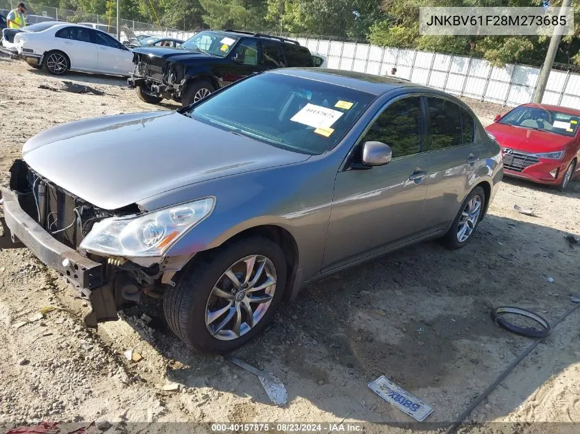 2008 Infiniti G35X VIN: JNKBV61F28M273685 Lot: 40157875