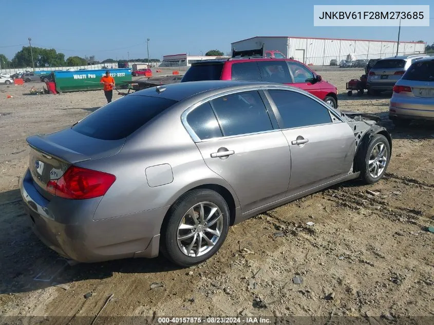 2008 Infiniti G35X VIN: JNKBV61F28M273685 Lot: 40157875