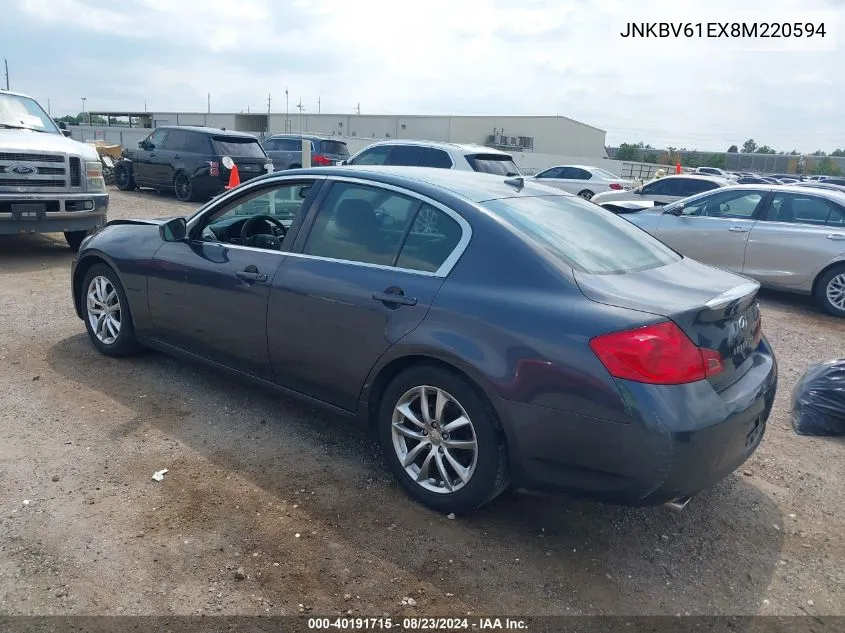 2008 Infiniti G35 Journey VIN: JNKBV61EX8M220594 Lot: 40191715