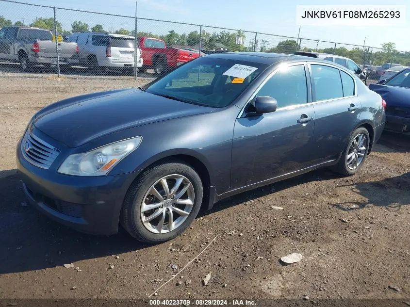 2008 Infiniti G35X VIN: JNKBV61F08M265293 Lot: 40223709