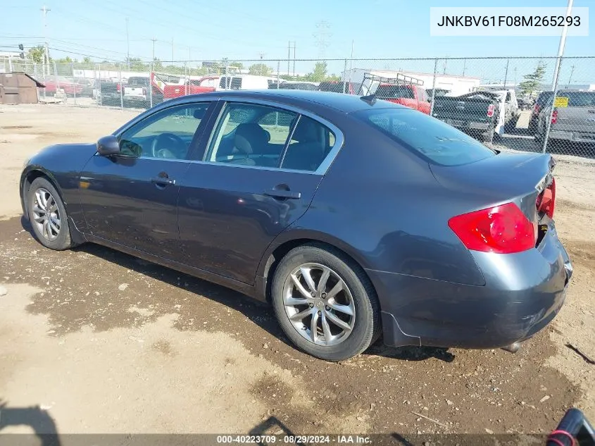 2008 Infiniti G35X VIN: JNKBV61F08M265293 Lot: 40223709