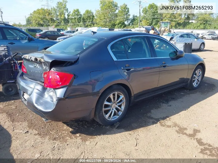 2008 Infiniti G35X VIN: JNKBV61F08M265293 Lot: 40223709