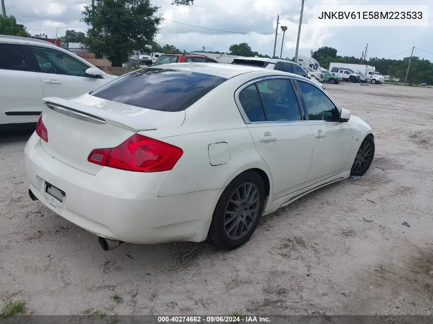 2008 Infiniti G35 Journey VIN: JNKBV61E58M223533 Lot: 40274662