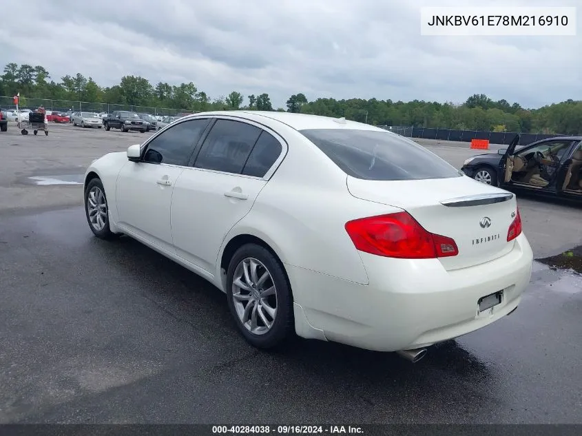 2008 Infiniti G35 Journey VIN: JNKBV61E78M216910 Lot: 40284038