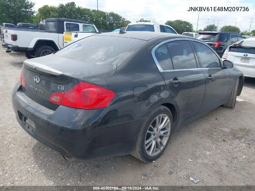 2008 Infiniti G35 Journey VIN: JNKBV61E48M209736 Lot: 40302150