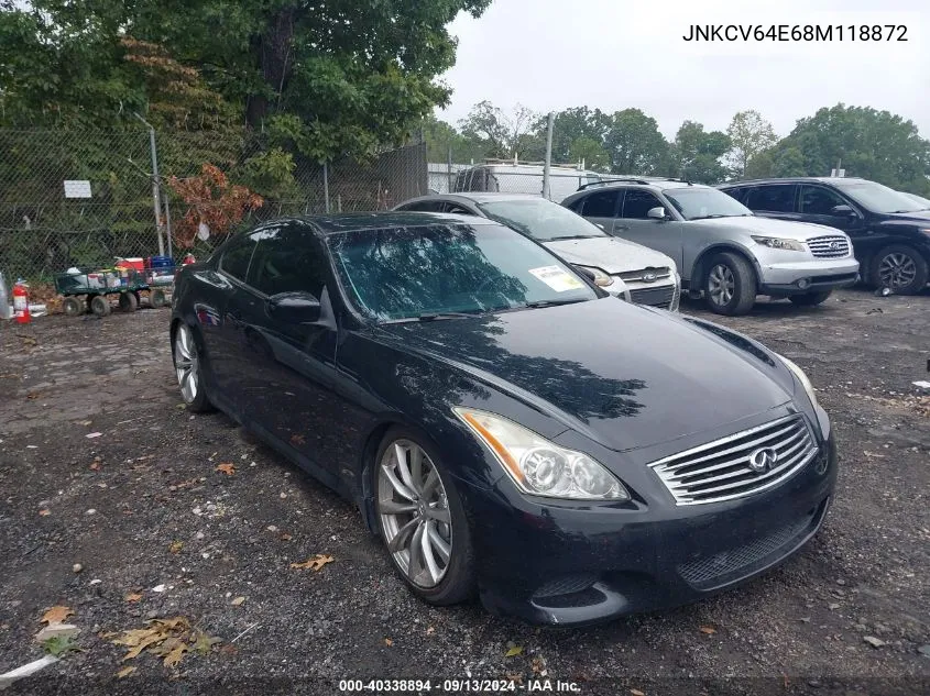 2008 Infiniti G37 Journey/Sport VIN: JNKCV64E68M118872 Lot: 40338894