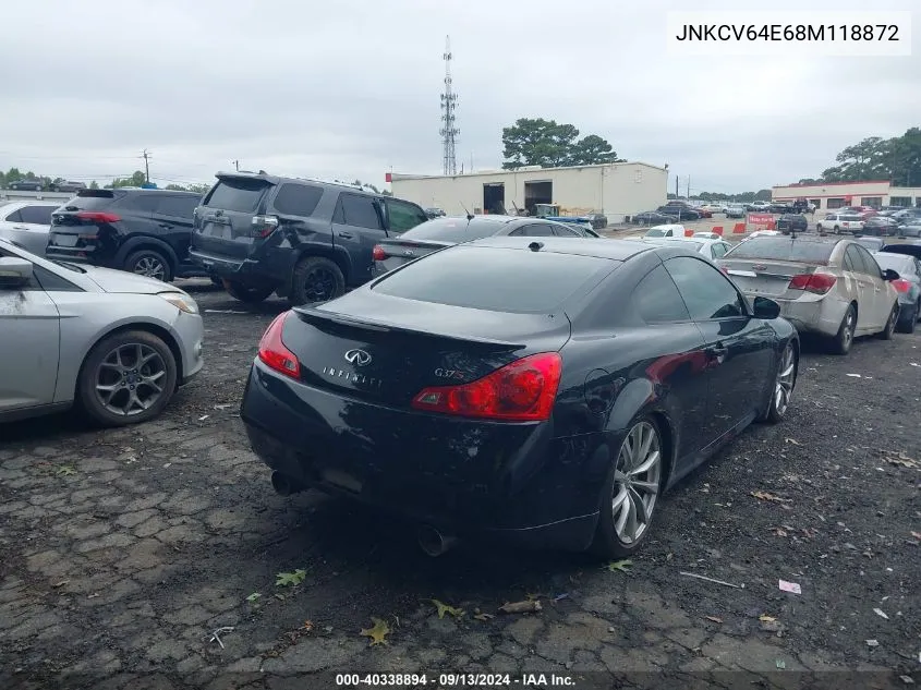 2008 Infiniti G37 Journey/Sport VIN: JNKCV64E68M118872 Lot: 40338894