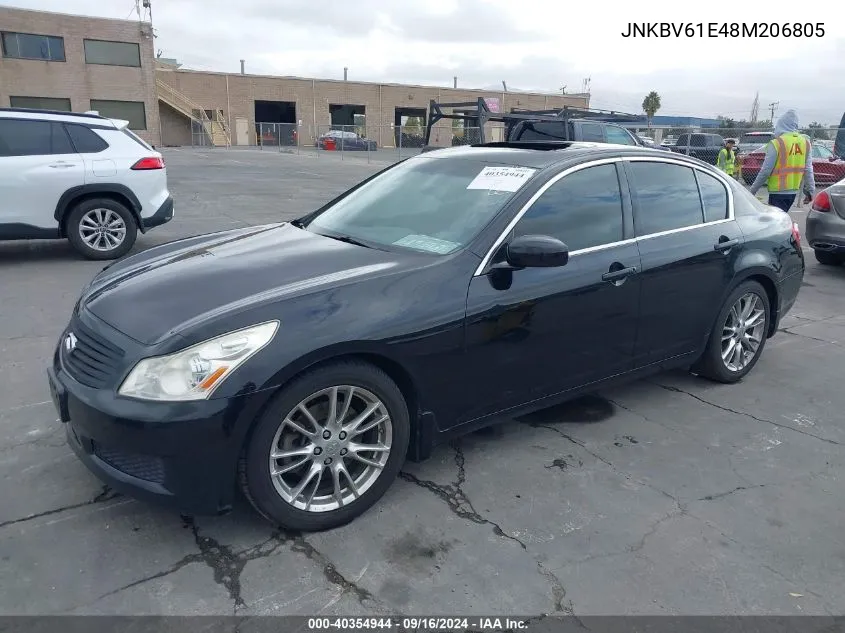 2008 Infiniti G35 VIN: JNKBV61E48M206805 Lot: 40354944