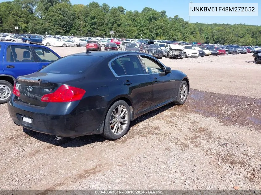 2008 Infiniti G35X VIN: JNKBV61F48M272652 Lot: 40363516