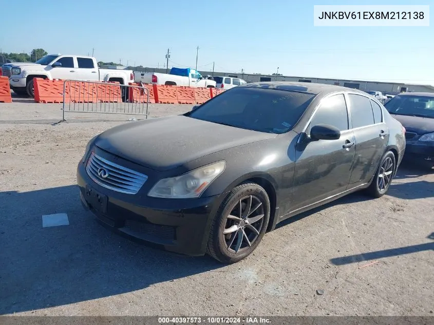 2008 Infiniti G35 Journey VIN: JNKBV61EX8M212138 Lot: 40397573