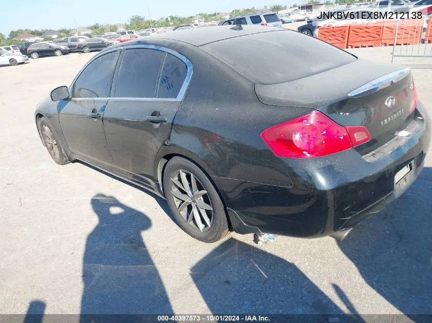 2008 Infiniti G35 Journey VIN: JNKBV61EX8M212138 Lot: 40397573