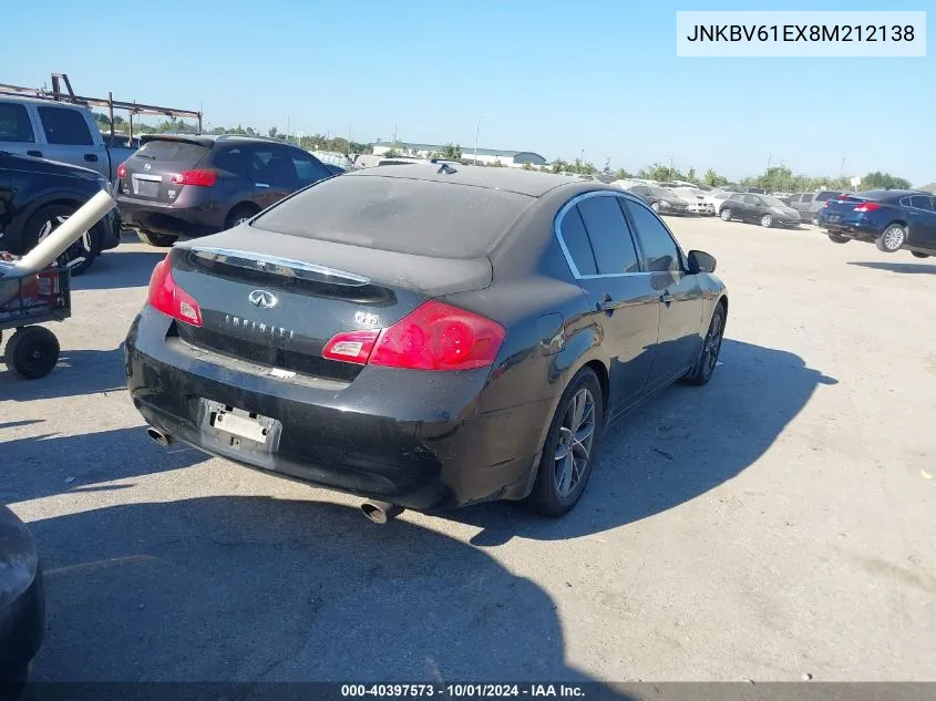 2008 Infiniti G35 Journey VIN: JNKBV61EX8M212138 Lot: 40397573