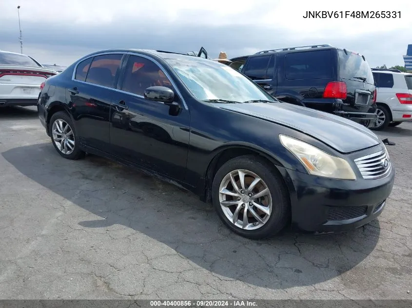 2008 Infiniti G35X VIN: JNKBV61F48M265331 Lot: 40400856