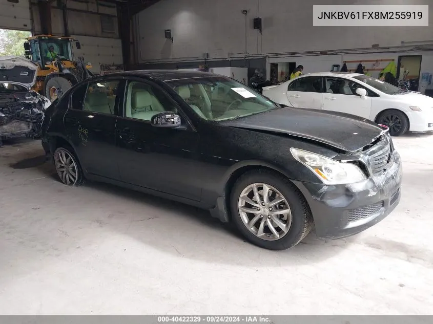 2008 Infiniti G35X VIN: JNKBV61FX8M255919 Lot: 40422329