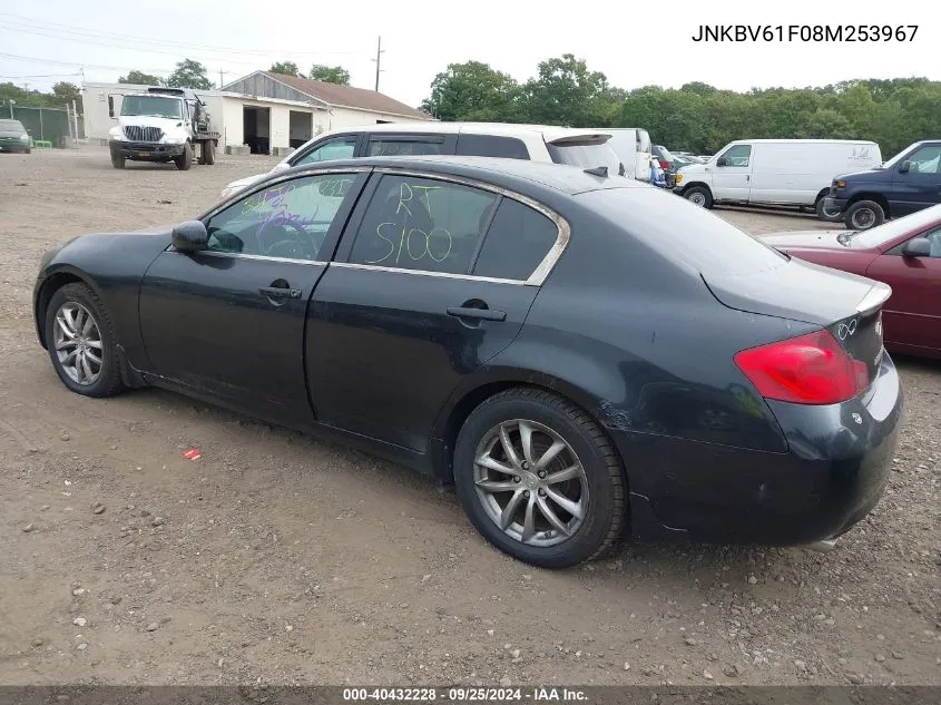 2008 Infiniti G35X VIN: JNKBV61F08M253967 Lot: 40432228