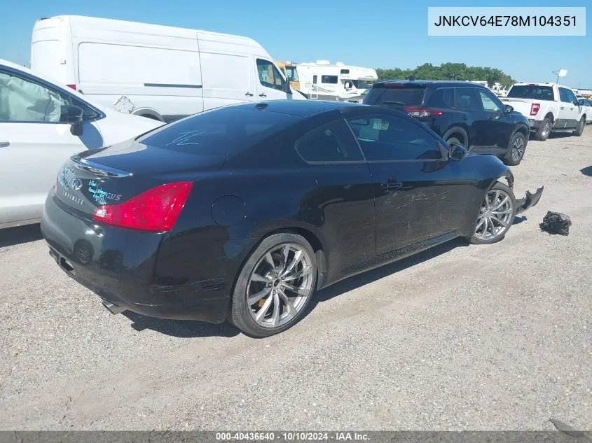 2008 Infiniti G37 Journey VIN: JNKCV64E78M104351 Lot: 40436640