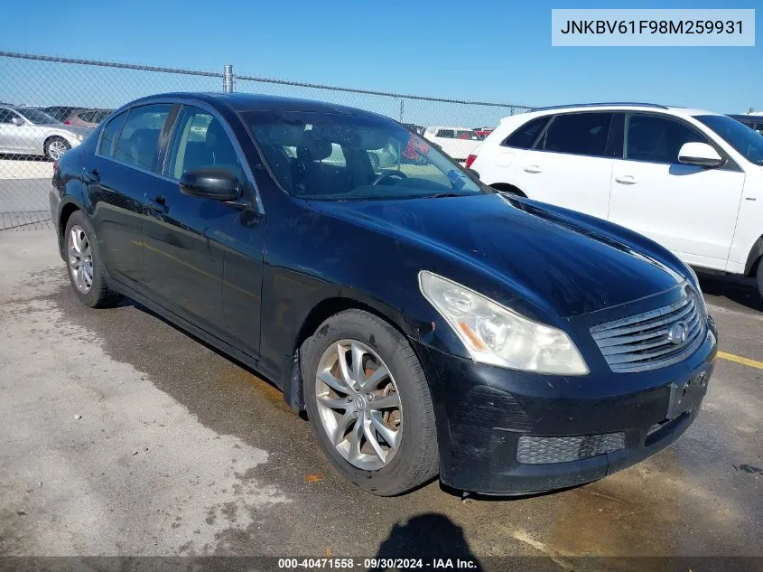 2008 Infiniti G35X VIN: JNKBV61F98M259931 Lot: 40471558