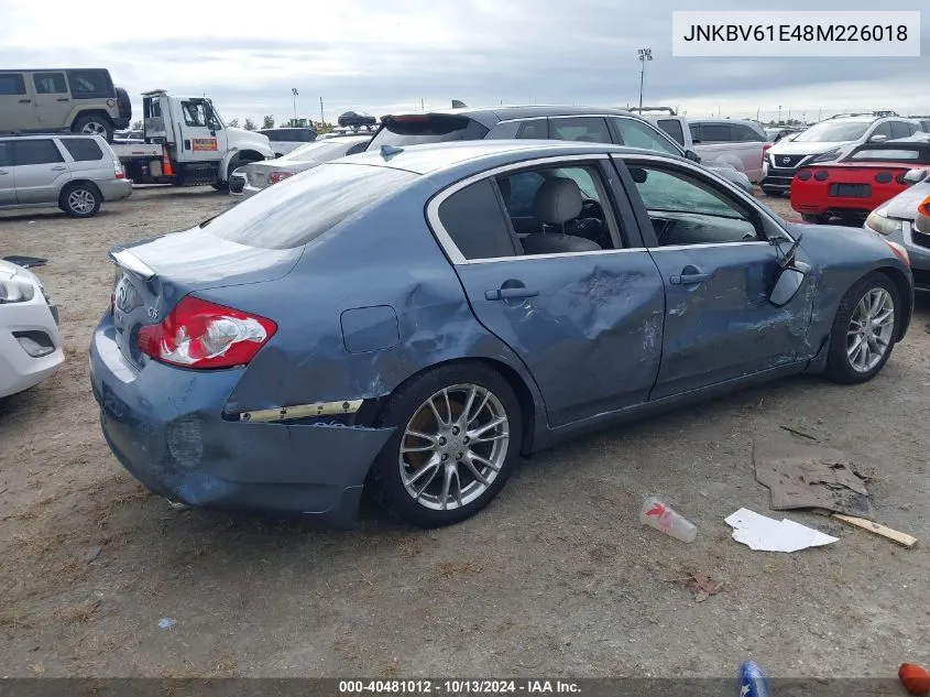 2008 Infiniti G35 Journey VIN: JNKBV61E48M226018 Lot: 40481012