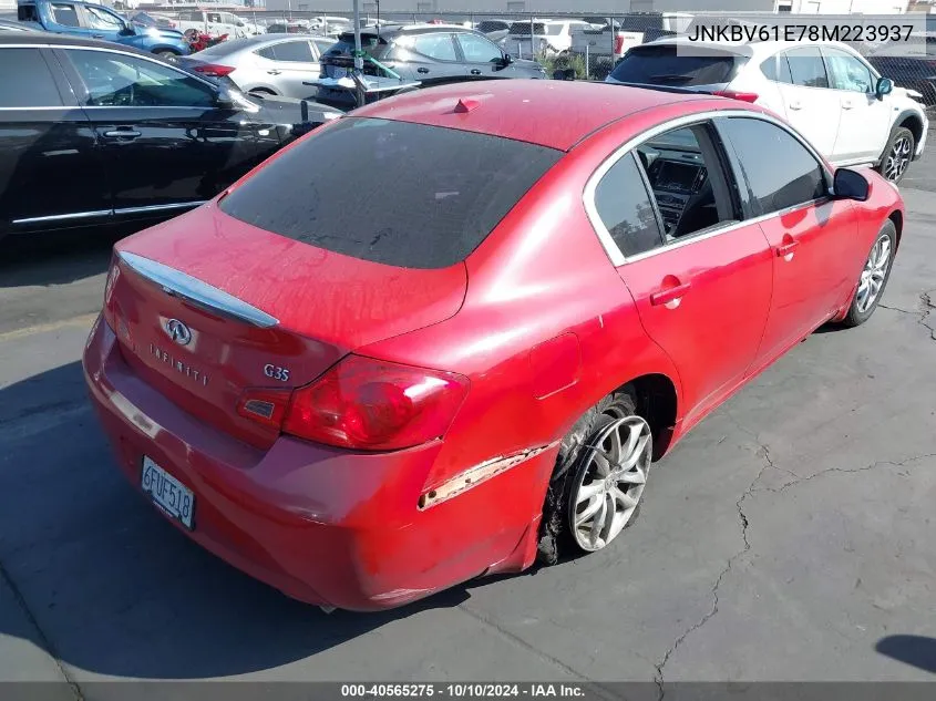 2008 Infiniti G35 Journey VIN: JNKBV61E78M223937 Lot: 40565275