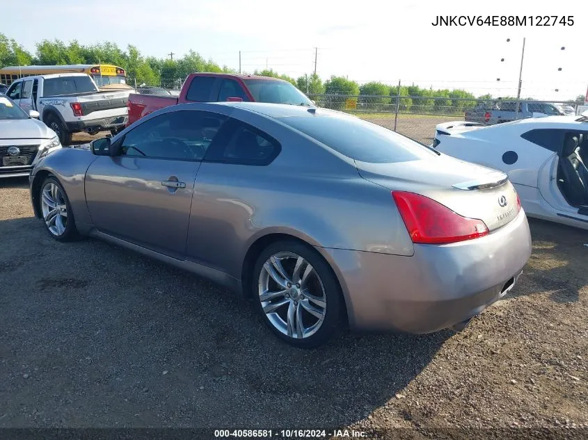 2008 Infiniti G37 Journey VIN: JNKCV64E88M122745 Lot: 40586581