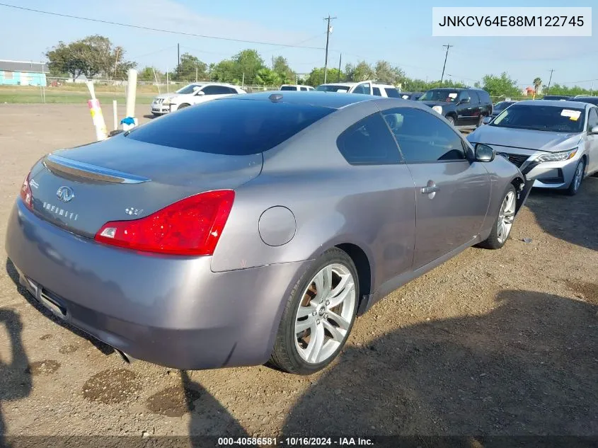 2008 Infiniti G37 Journey VIN: JNKCV64E88M122745 Lot: 40586581