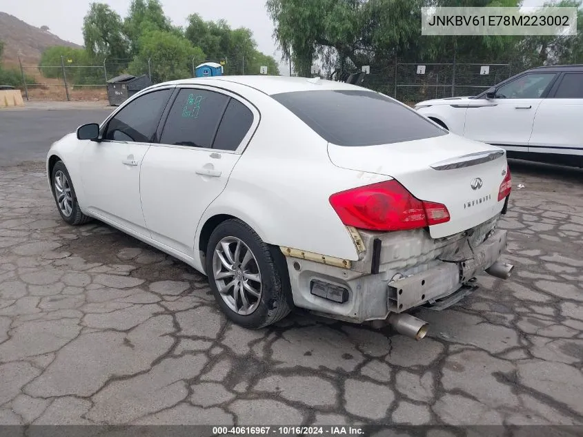 2008 Infiniti G35 VIN: JNKBV61E78M223002 Lot: 40616967