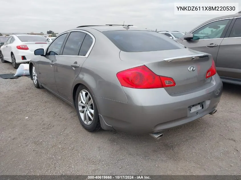 2008 Infiniti G35 Journey VIN: YNKDZ611X8M220530 Lot: 40619668