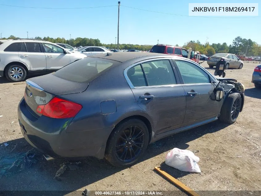 2008 Infiniti G35X VIN: JNKBV61F18M269417 Lot: 40627346