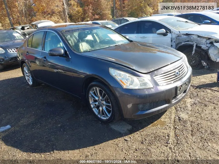 2008 Infiniti G35X VIN: JNKBV61F38M278183 Lot: 40657193