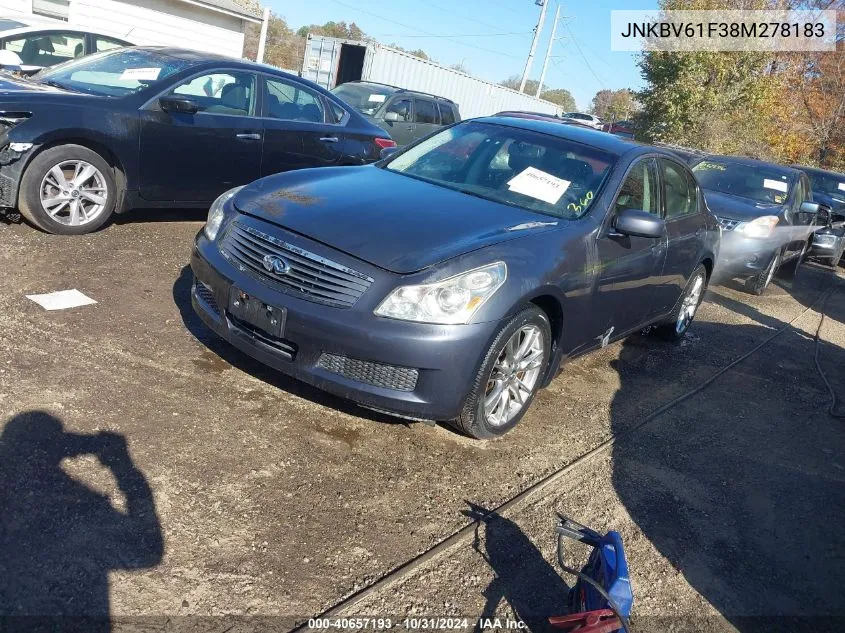 2008 Infiniti G35X VIN: JNKBV61F38M278183 Lot: 40657193