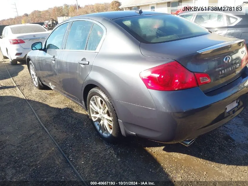 2008 Infiniti G35X VIN: JNKBV61F38M278183 Lot: 40657193